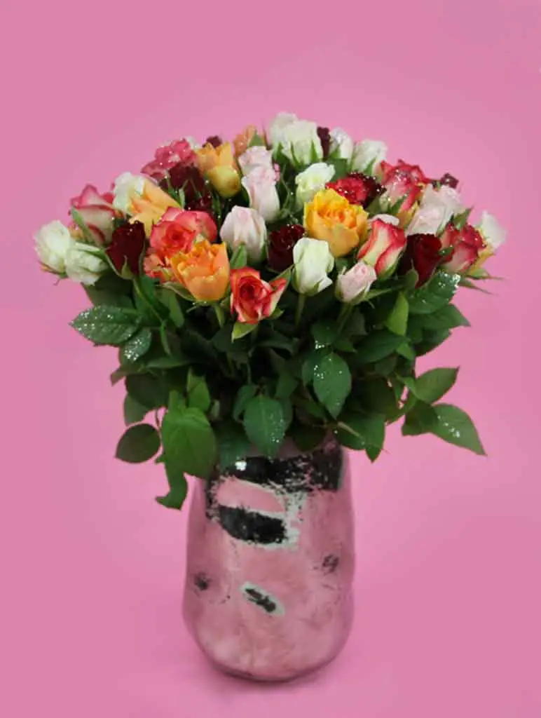 bouquet roses multicolores de noël pailletées tutti frutti