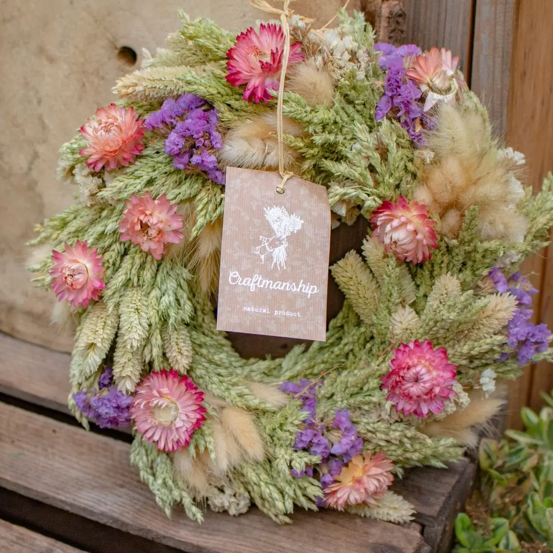 Couronne de fleurs séchées léa
